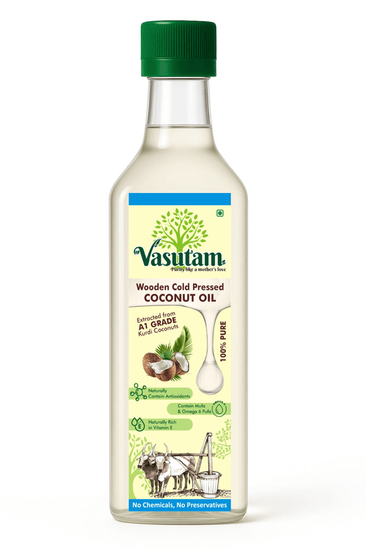 Wooden Cold-Pressed Coconut Oil – 1L | For Cooking, Skin & Hair