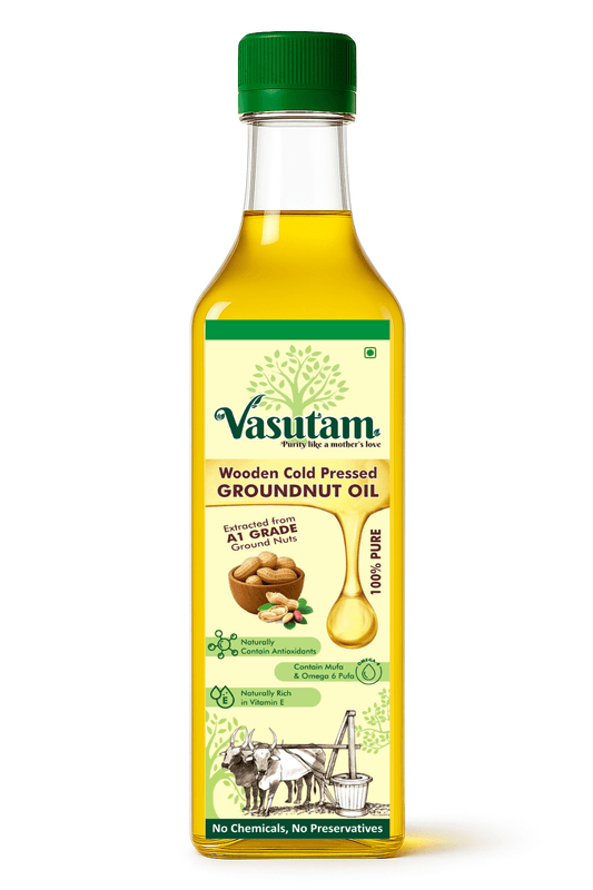Wooden Cold-Pressed Groundnut Oil – 1L | 100% Pure Lakdi Ghani Oil