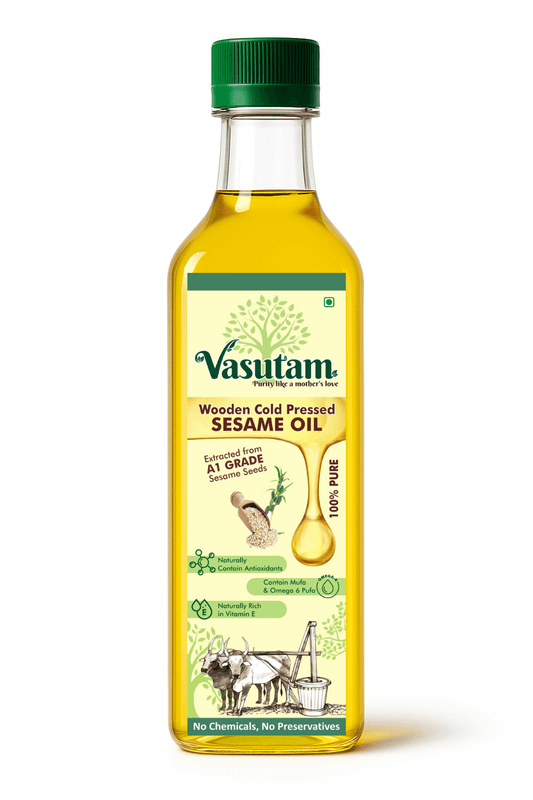 Wooden Cold-Pressed Sesame Oil – 1L | Ayurvedic & Nutrient-Rich