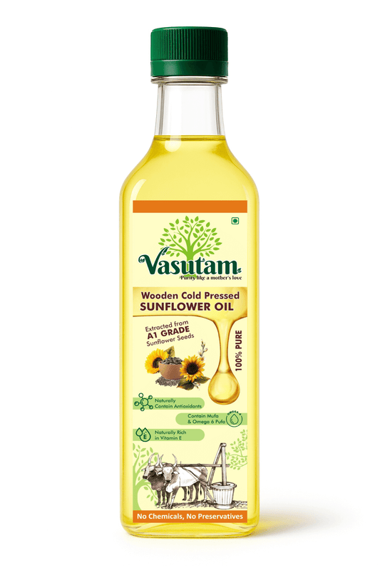 Wooden Cold-Pressed Sunflower Oil – 1L | Light & Heart Healthy